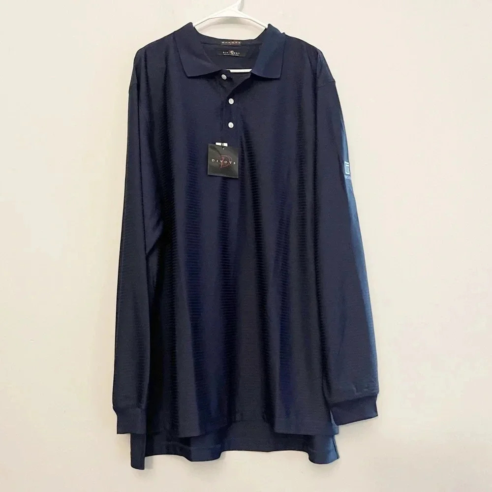 Divots long sleeve collared polo style men’s shirt career office golf